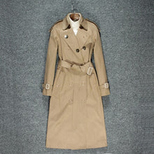 Load image into Gallery viewer, English wind ladies windbreaker autumn knee-length atmospheric windproof coat women's coat